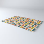Morningside Heights Mid Century Modern Pattern in Steel Blue, Mustard, Orange, and Cream Tones Rug Gallery Image 3