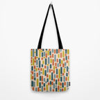 Morningside Heights Mid Century Modern Pattern in Steel Blue, Mustard, Orange, and Cream Tones Tote Bag Gallery Image 2