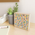 Morningside Heights Mid Century Modern Pattern in Steel Blue, Mustard, Orange, and Cream Tones Mini Art Print Gallery Image 2