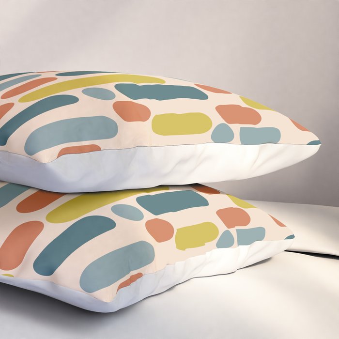 Morningside Heights Mid Century Modern Pattern in Steel Blue, Mustard, Orange, and Cream Tones Pillow Sham Gallery Image 3