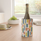 Morningside Heights Mid Century Modern Pattern in Steel Blue, Mustard, Orange, and Cream Tones Wine Chiller Gallery Image 4