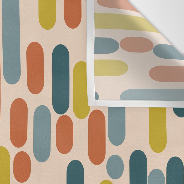 Morningside Heights Mid Century Modern Pattern in Steel Blue, Mustard, Orange, and Cream Tones Wall Tapestry Gallery Image 3