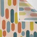 Morningside Heights Mid Century Modern Pattern in Steel Blue, Mustard, Orange, and Cream Tones Wall Tapestry Gallery Image 3