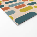 Morningside Heights Mid Century Modern Pattern in Steel Blue, Mustard, Orange, and Cream Tones Welcome Mat Gallery Image 2