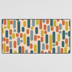Morningside Heights Mid Century Modern Pattern in Steel Blue, Mustard, Orange, and Cream Tones Desk Mat Gallery Image 3