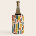 Morningside Heights Mid Century Modern Pattern in Steel Blue, Mustard, Orange, and Cream Tones Wine Chiller Gallery Image 3