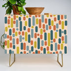 Morningside Heights Mid Century Modern Pattern in Steel Blue, Mustard, Orange, and Cream Tones Credenza Gallery Image 1