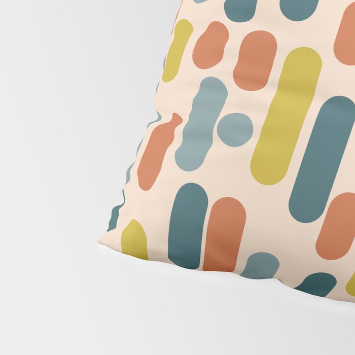 Morningside Heights Mid Century Modern Pattern in Steel Blue, Mustard, Orange, and Cream Tones Pillow Sham Gallery Image 4