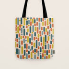 Morningside Heights Mid Century Modern Pattern in Steel Blue, Mustard, Orange, and Cream Tones Tote Bag Gallery Image 1