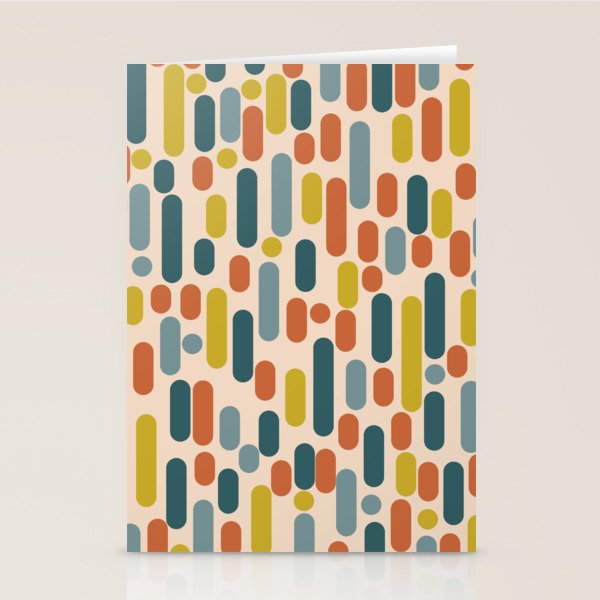 Morningside Heights Mid Century Modern Pattern in Steel Blue, Mustard, Orange, and Cream Tones Stationery Card Gallery Image 2