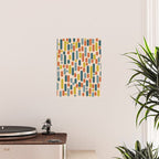 Morningside Heights Mid Century Modern Pattern in Steel Blue, Mustard, Orange, and Cream Tones Poster Gallery Image 2