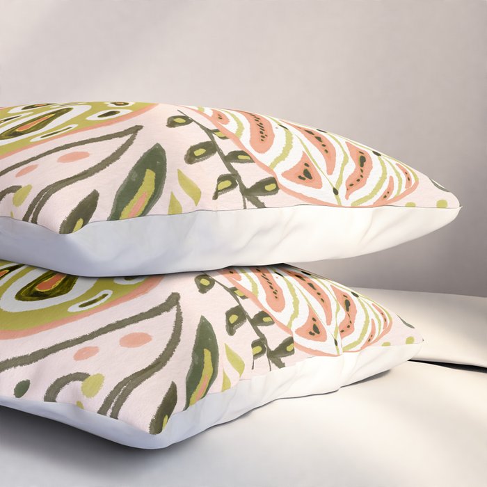 Butterfly Symmetry - Blush & Lime Pillow Sham Gallery Image 3