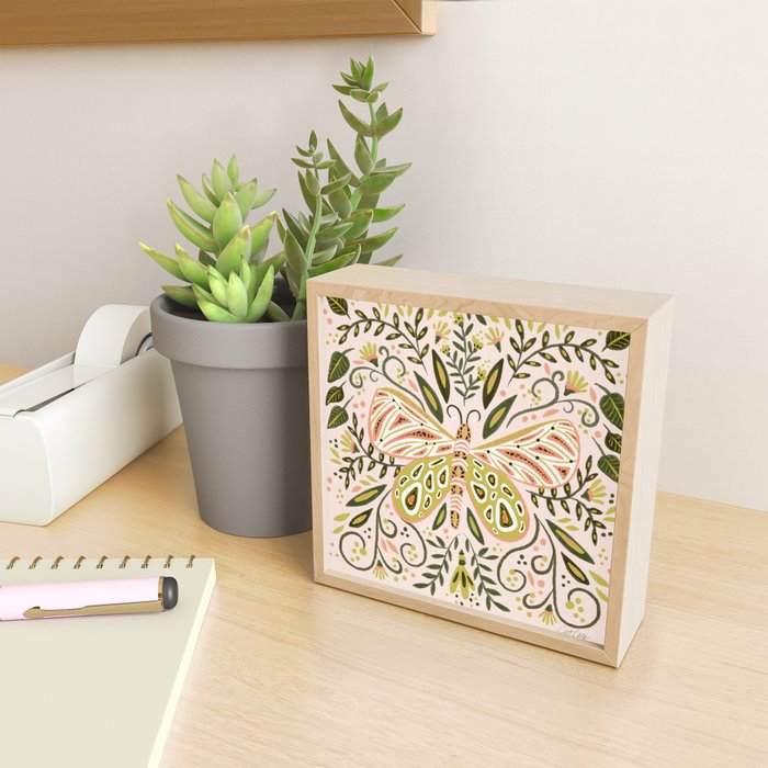 Butterfly Symmetry - Blush & Lime Mini Art Print Gallery Image 2