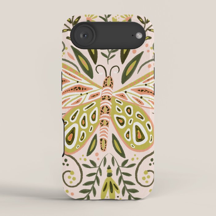 Butterfly Symmetry - Blush & Lime iPhone Case Gallery Image 2