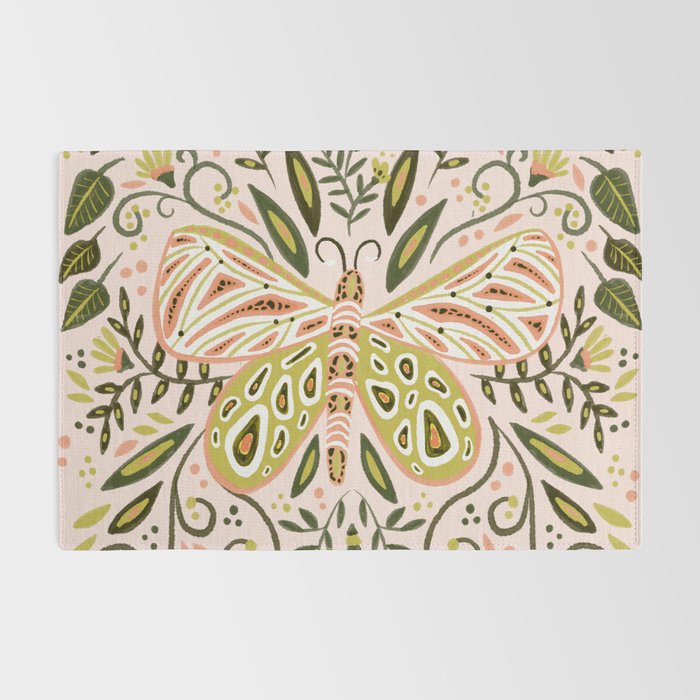 Butterfly Symmetry - Blush & Lime Rug Gallery Image 2