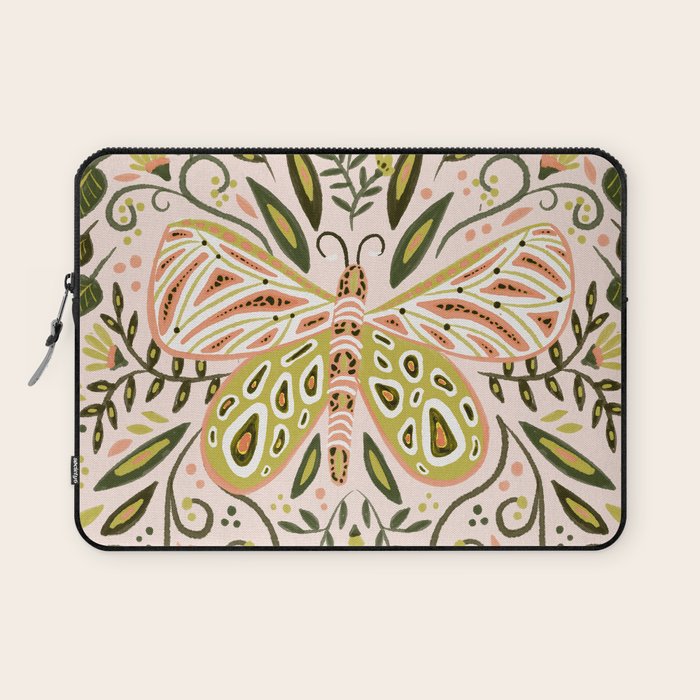 Butterfly Symmetry - Blush & Lime Laptop Sleeve Gallery Image 1