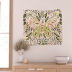 Butterfly Symmetry - Blush & Lime Wall Tapestry Gallery Image 2