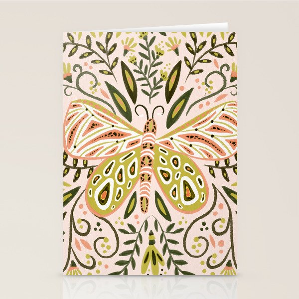 Butterfly Symmetry - Blush & Lime Stationery Card Gallery Image 2