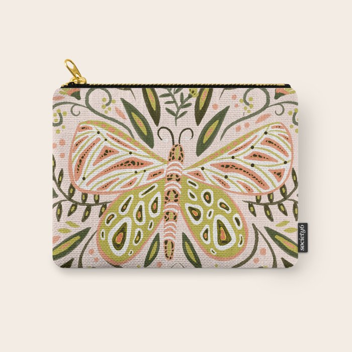 Butterfly Symmetry - Blush & Lime Carry All Pouch Gallery Image 1