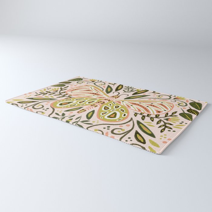 Butterfly Symmetry - Blush & Lime Rug Gallery Image 3