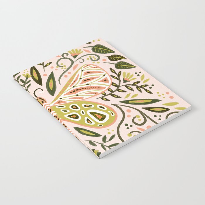 Butterfly Symmetry - Blush & Lime Notebook Gallery Image 1