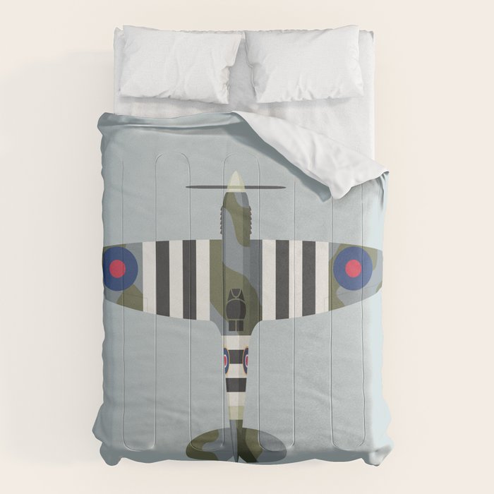 Spitfire WWII Fighter Aircraft - Grey Comforter Gallery Image 6