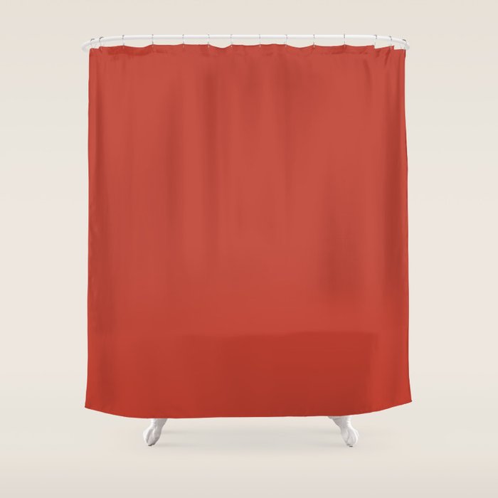 Tomato Red Solid Color Shower Curtain Gallery Image 1