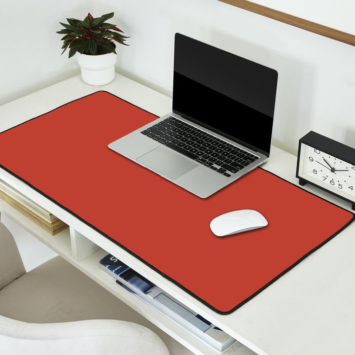 Tomato Red Solid Color Desk Mat Gallery Image 2