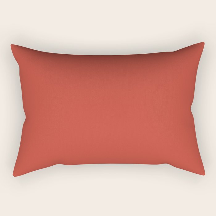 Tomato Red Solid Color Rectangular Pillow Gallery Image 1