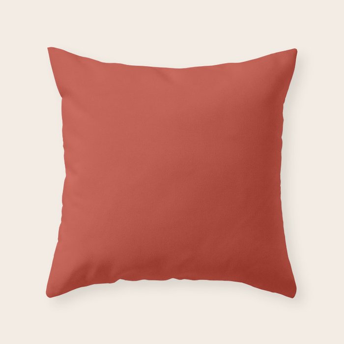 Tomato Red Solid Color Throw Pillow Gallery Image 6