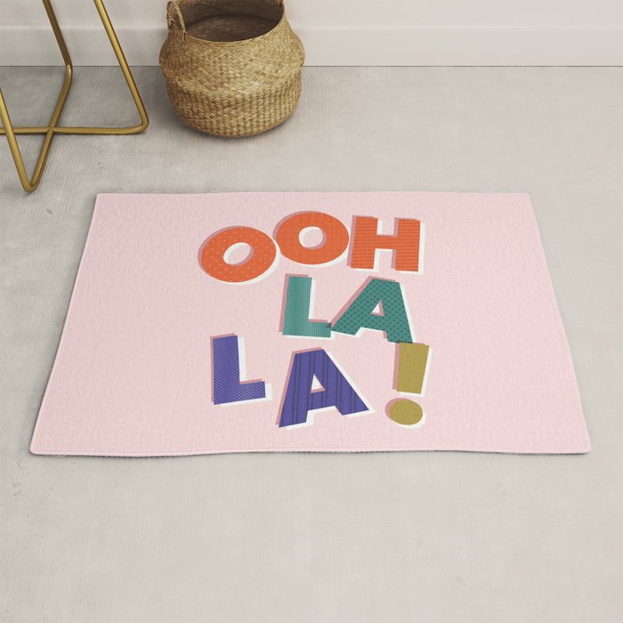 OOH LA LA! colorful french typography Rug Gallery Image 1