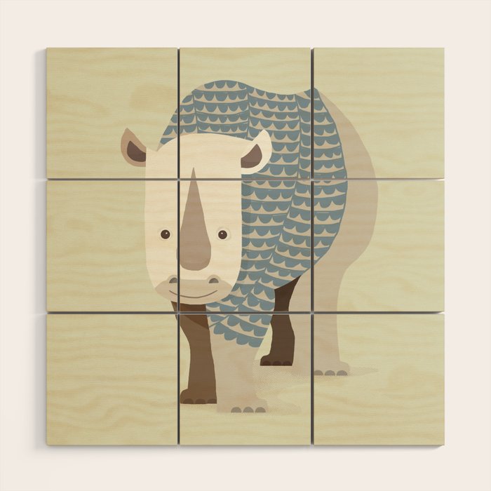 Whimsical Rhinoceros Wood Wall Art Gallery Image 1
