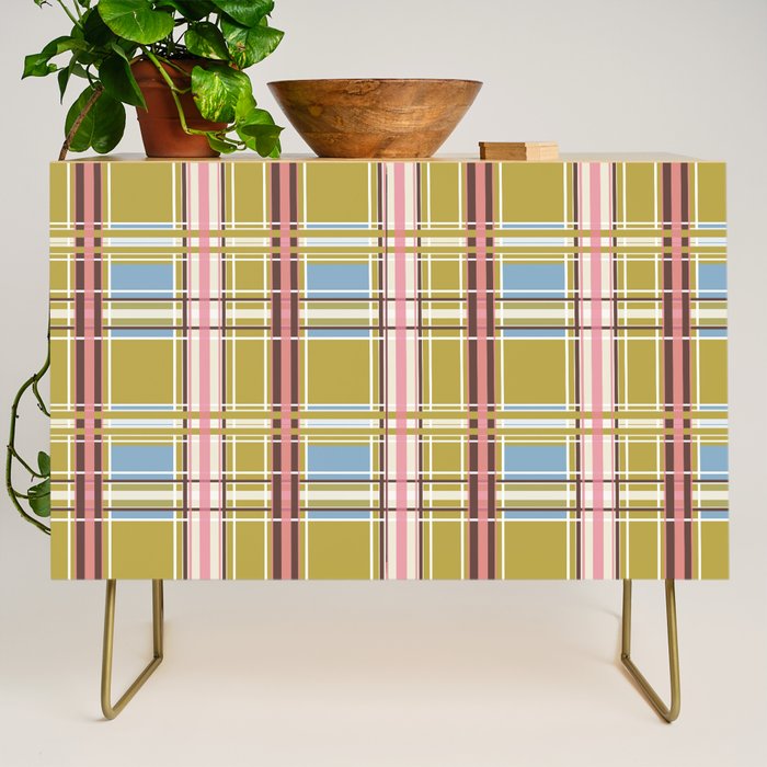 Subtle Plaid Warmth Credenza Gallery Image 1