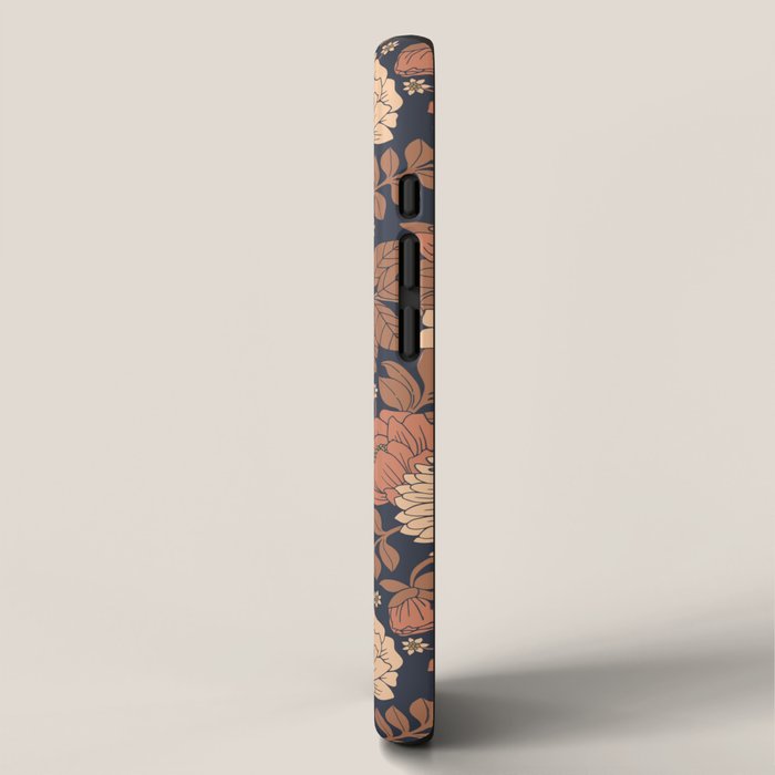 Peach, Dusty Rose, Mauve & Blue-Gray Floral Pattern iPhone Case Gallery Image 2