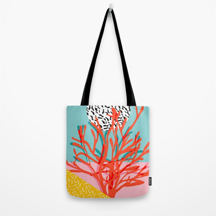 Big Time - throwback memphis style 1980s neon art print coral palm springs home decor hipster art  Tote Bag Gallery Image 2