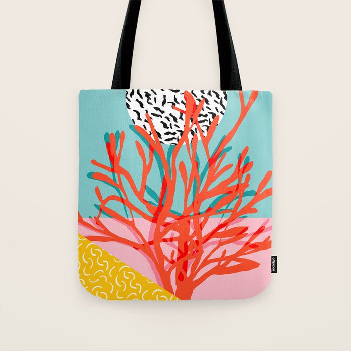 Big Time - throwback memphis style 1980s neon art print coral palm springs home decor hipster art  Tote Bag Gallery Image 1
