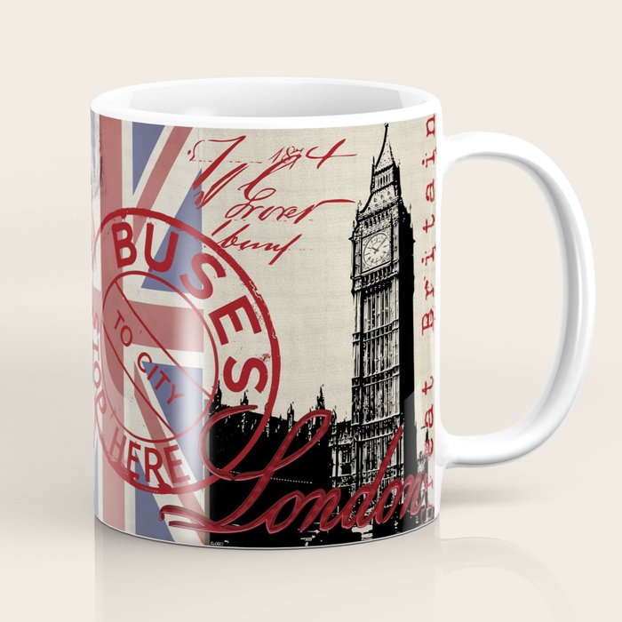 London Great Britain Big Ben Flag Collage Coffee Mug Gallery Image 1
