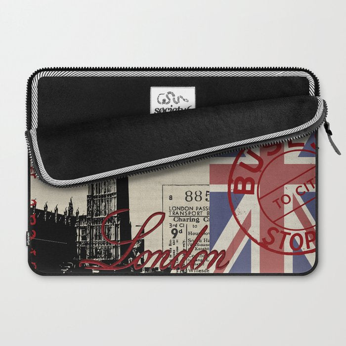 London Great Britain Big Ben Flag Collage Laptop Sleeve Gallery Image 2