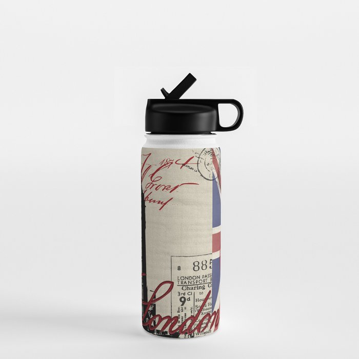 London Great Britain Big Ben Flag Collage Water Bottle Gallery Image 1