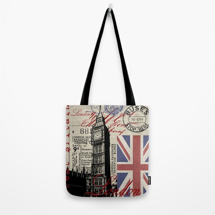 London Great Britain Big Ben Flag Collage Tote Bag Gallery Image 2