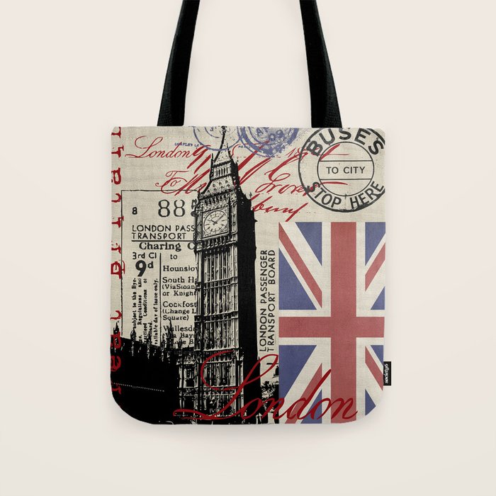 London Great Britain Big Ben Flag Collage Tote Bag Gallery Image 1