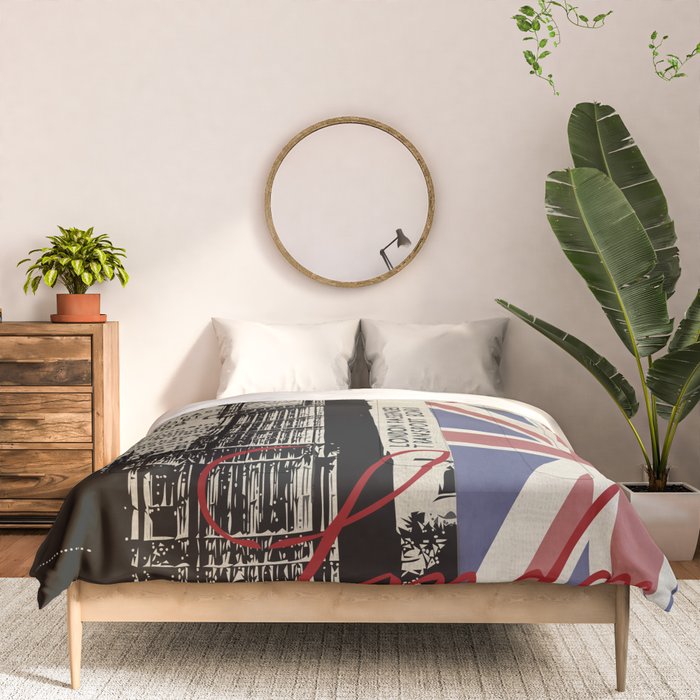 London Great Britain Big Ben Flag Collage Comforter Gallery Image 3
