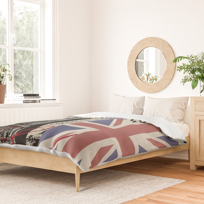London Great Britain Big Ben Flag Collage Duvet Cover Gallery Image 2