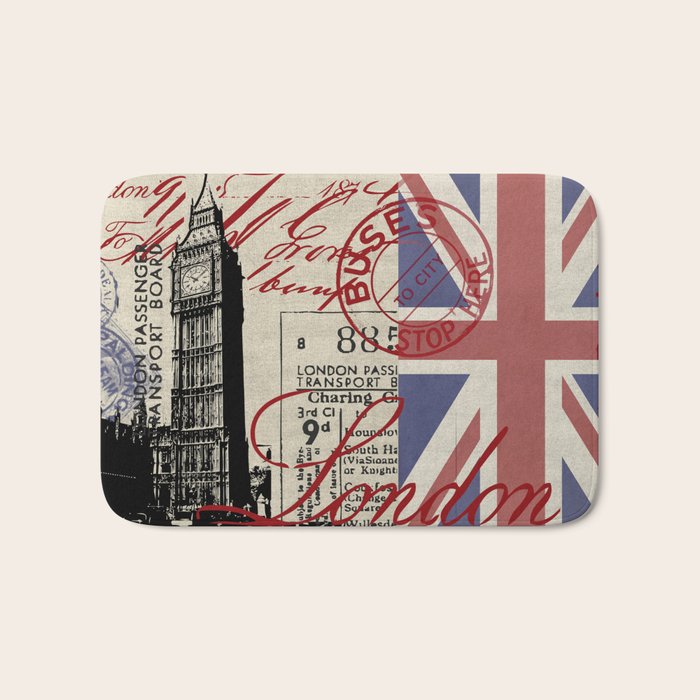 London Great Britain Big Ben Flag Collage Bath Mat Gallery Image 1
