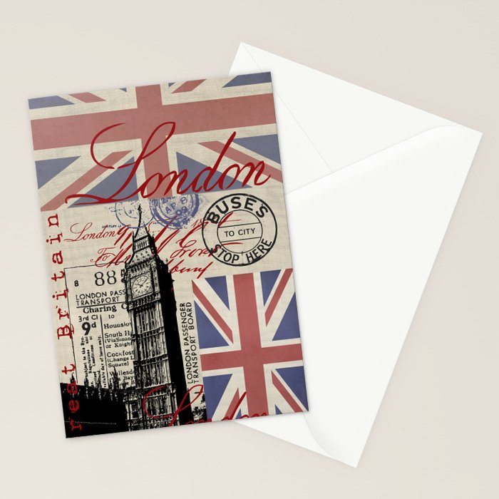 London Great Britain Big Ben Flag Collage Stationery Card Gallery Image 2