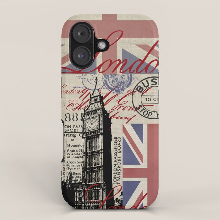 London Great Britain Big Ben Flag Collage iPhone Case Gallery Image 1