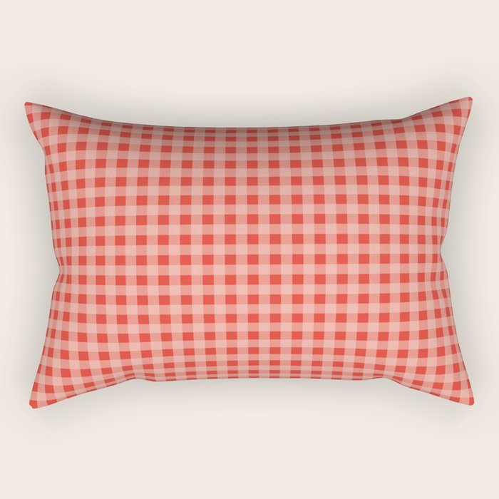 Gingham Plaid Red and Pink  Rectangular Pillow Gallery Image 2
