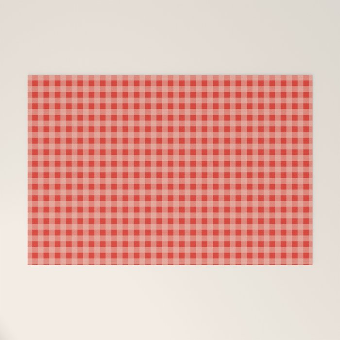 Gingham Plaid Red and Pink  Welcome Mat Gallery Image 1