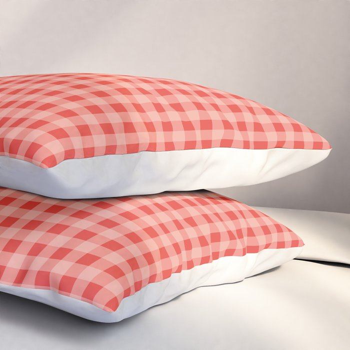 Gingham Plaid Red and Pink  Pillow Sham Gallery Image 3