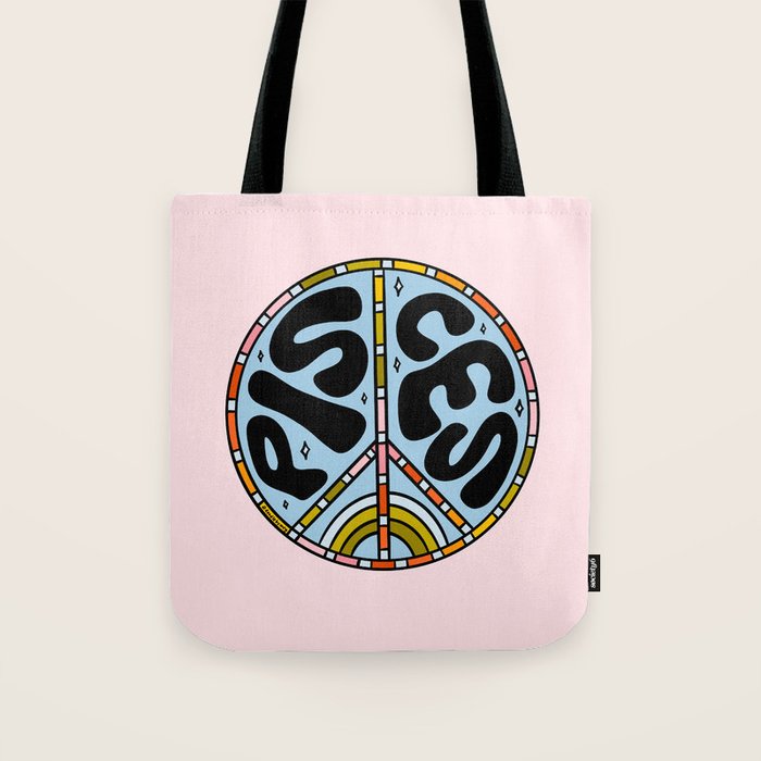 Pisces Peace Sign Tote Bag Gallery Image 1